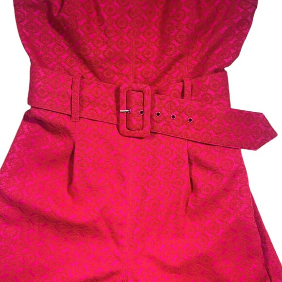 Ett Twa Anthropologie Women's Haley Strapless Jumpsuit Pink Belted Wide Leg US 6 - Picture 4 of 9